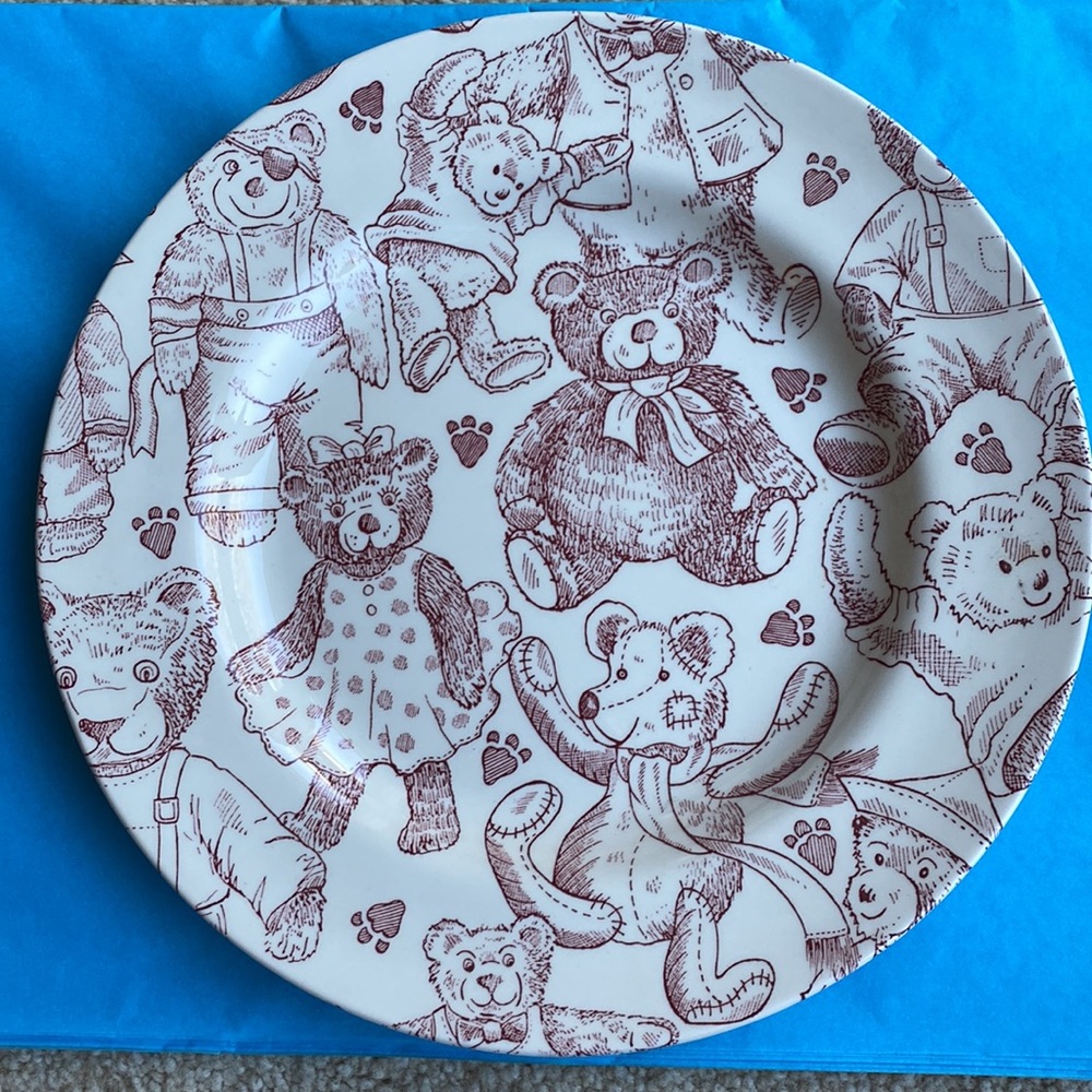 Vintage SPODE Copeland and Garrett Porcelain Bear Plates - set of 2 plates.